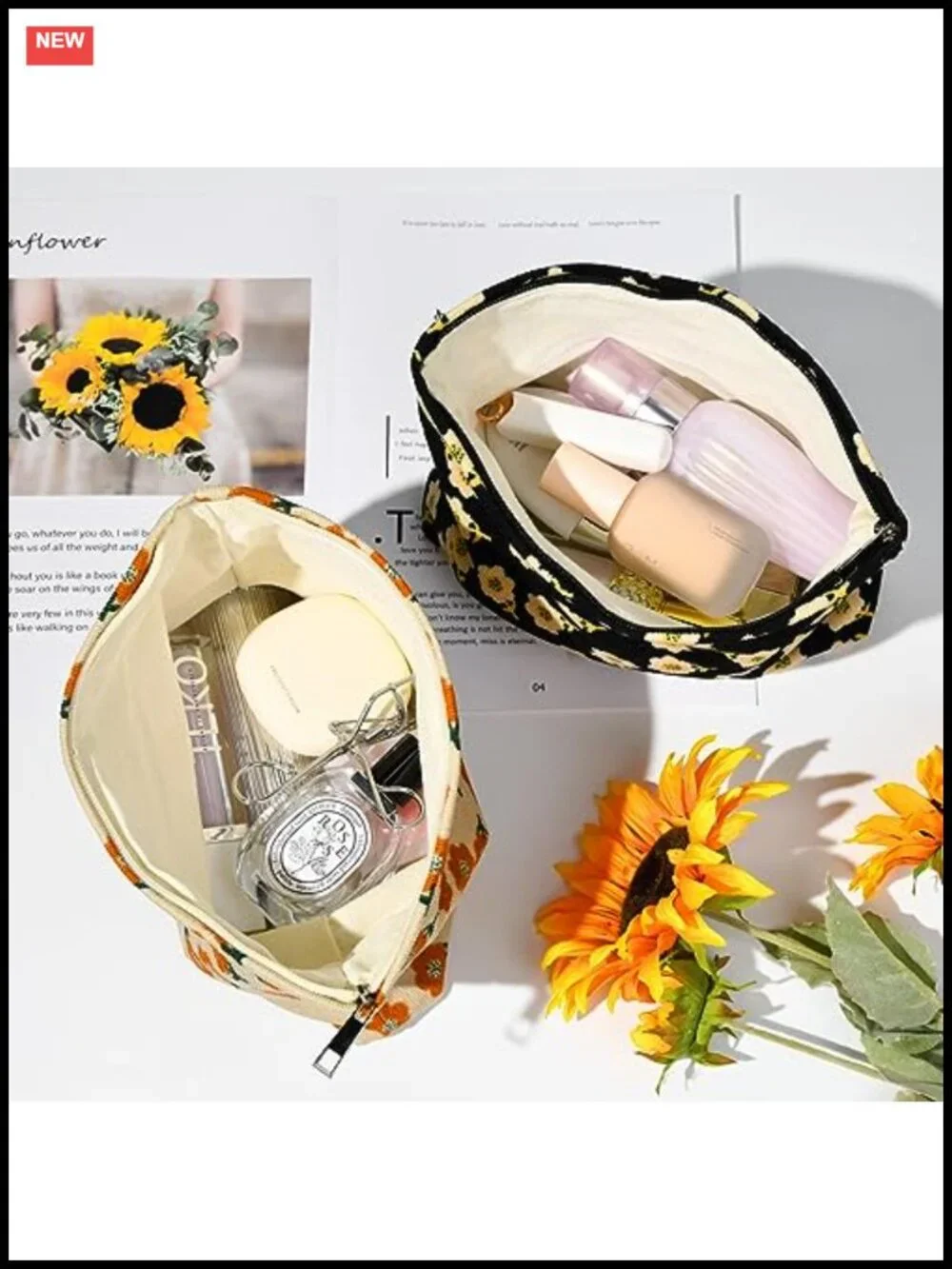 Corduroy Makeup Bag Set Large Capacity Canvas Travel Toiletry Organizer Zipper